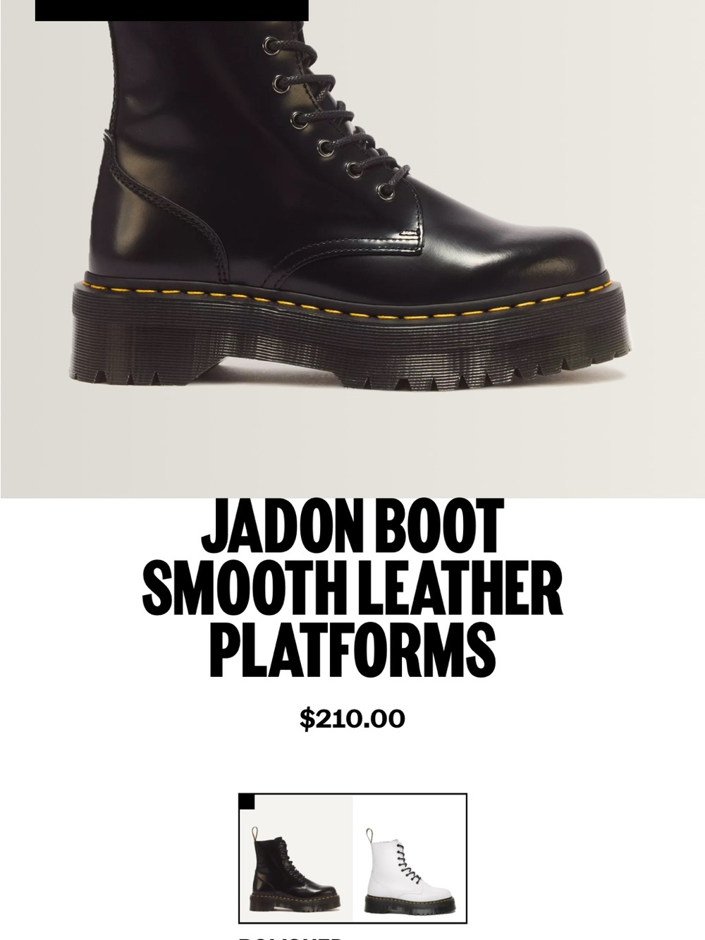 Dr. Martens Jadon Smooth Leather Platform Boots - Black
